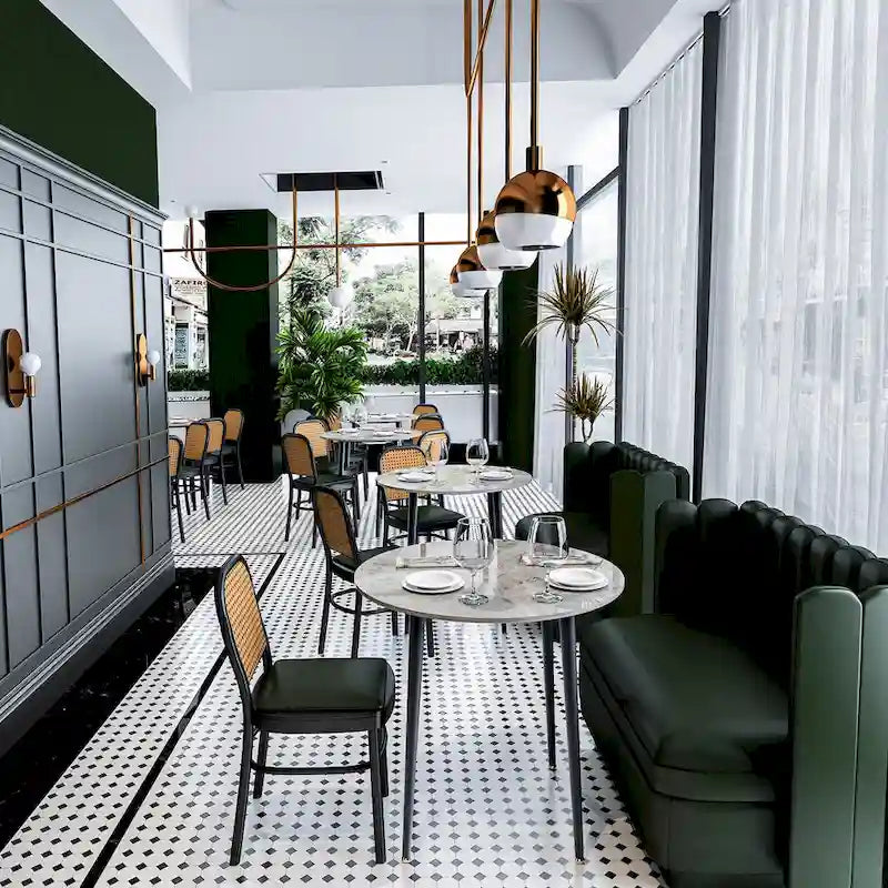 Marble Top Round Dining Table with Metal Legs for Dining Room Kitchen