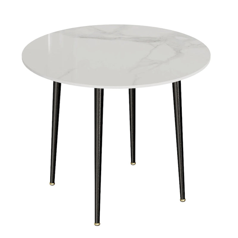 Marble Top Round Dining Table with Metal Legs for Dining Room Kitchen