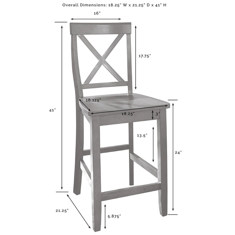 Crosley Bartlett Wood Top Kitchen Island W/X-Back Stools