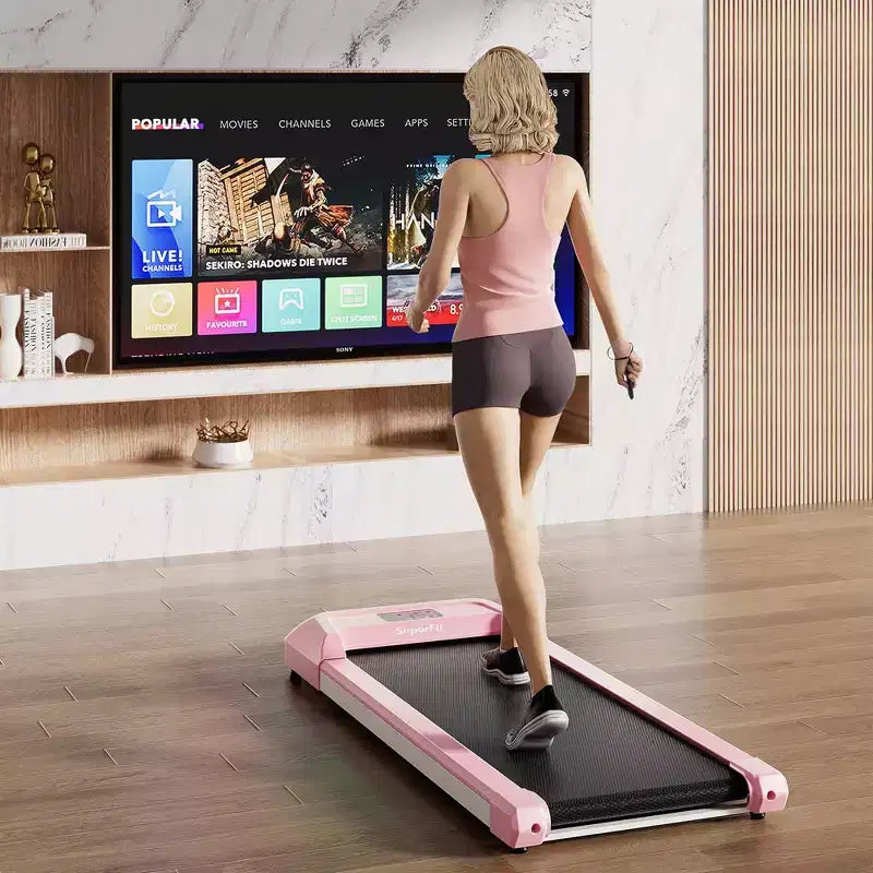Costway 0.6-3.8MPH Walking Pad Under Desk Treadmill with Remote Control and LED Display Black/Pink/White/Grey
