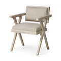 Topanga Beige Fabric Wrap Seat With Blonde Solid Wood Frame Dining Chair - 23 W x 22 D x 31.5 H