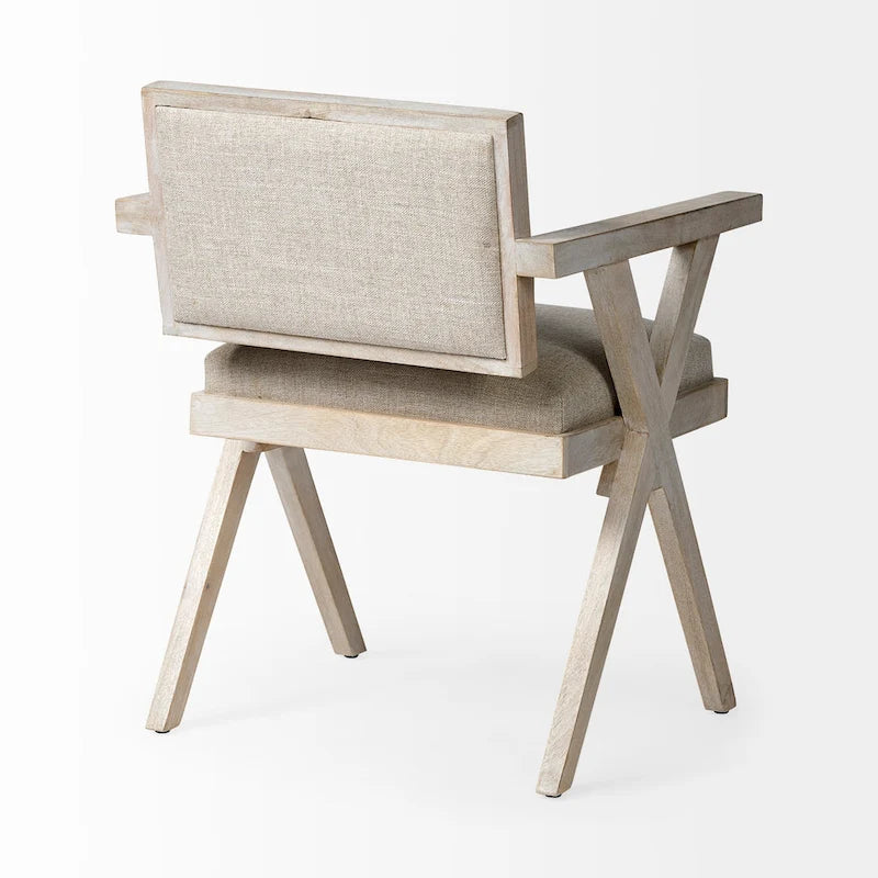 Topanga Beige Fabric Wrap Seat With Blonde Solid Wood Frame Dining Chair - 23 W x 22 D x 31.5 H