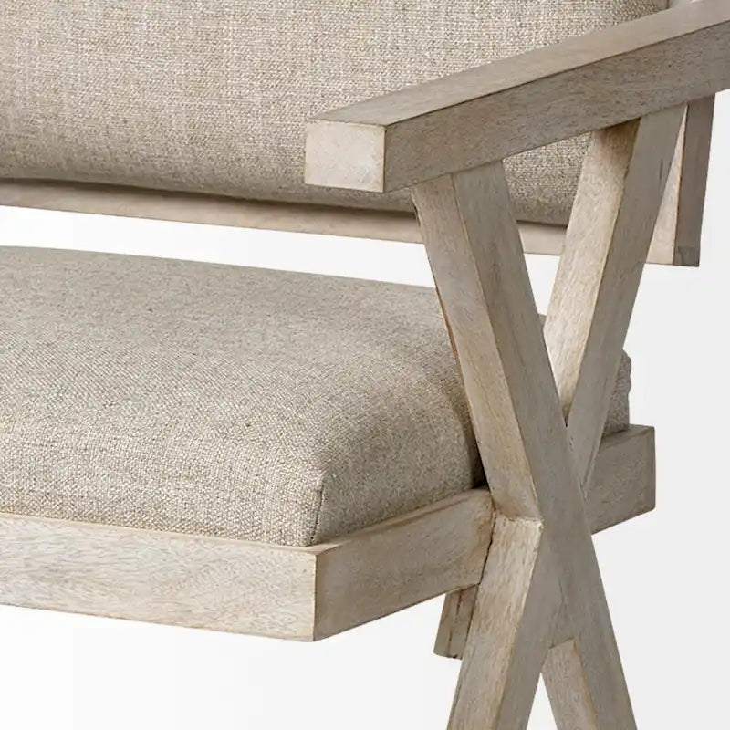 Topanga Beige Fabric Wrap Seat With Blonde Solid Wood Frame Dining Chair - 23 W x 22 D x 31.5 H