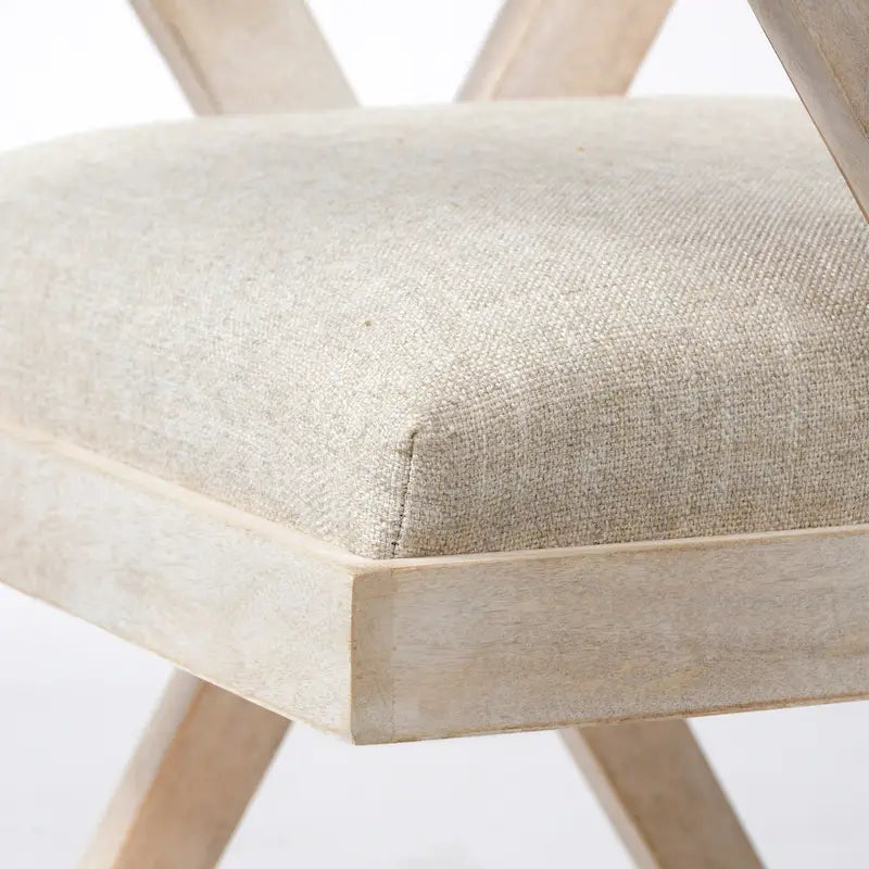 Topanga Beige Fabric Wrap Seat With Blonde Solid Wood Frame Dining Chair - 23 W x 22 D x 31.5 H