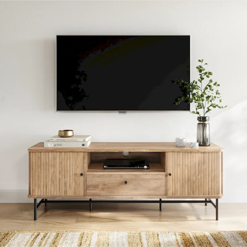 Hikari TV Stand with Slide Doors and Drawer for TVs up to 75 - 59 in width