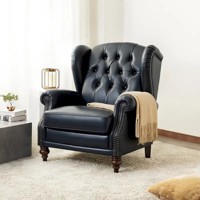 Alex Classic Leather Armchair with Nailhead Trim by HULALA HOME