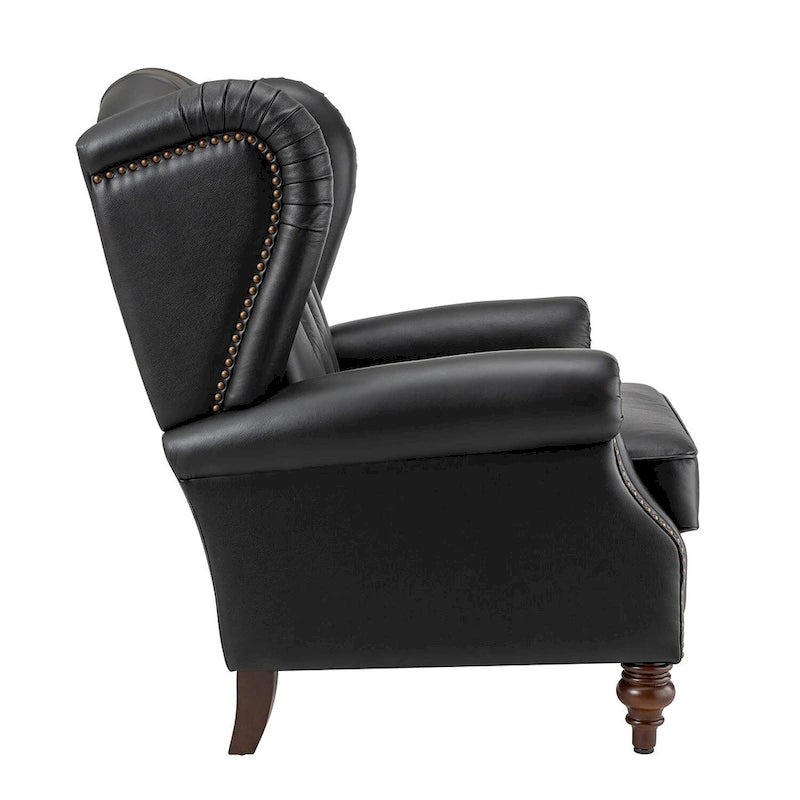 Alex Classic Leather Armchair with Nailhead Trim by HULALA HOME