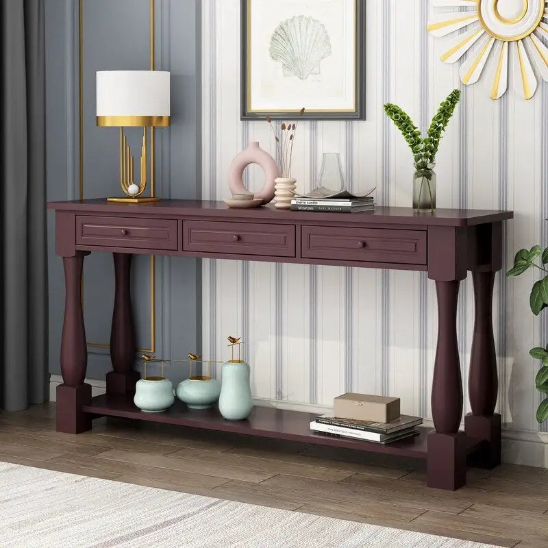 Console Table for Entryway with Storage Drawers and Shelf