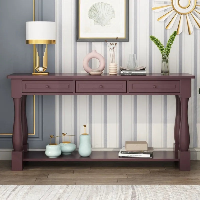 Console Table for Entryway with Storage Drawers and Shelf