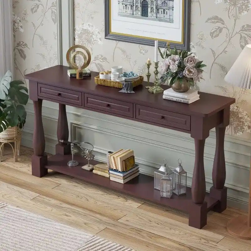 Console Table for Entryway with Storage Drawers and Shelf