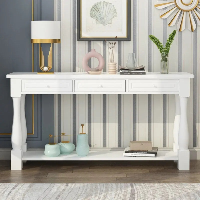 Console Table for Entryway with Storage Drawers and Shelf