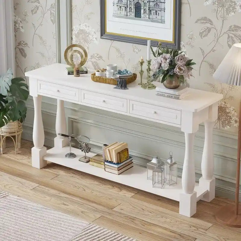 Console Table for Entryway with Storage Drawers and Shelf