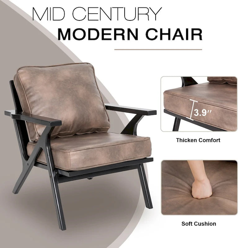 Accent Chair Living Room Chairs Mid Century Modern Chair Leisure Side Reading Arm Chair