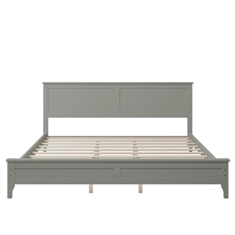 Modern King Bed Frame with Headboard and Footboard, King Size Platform Bed with Wood Slats Support