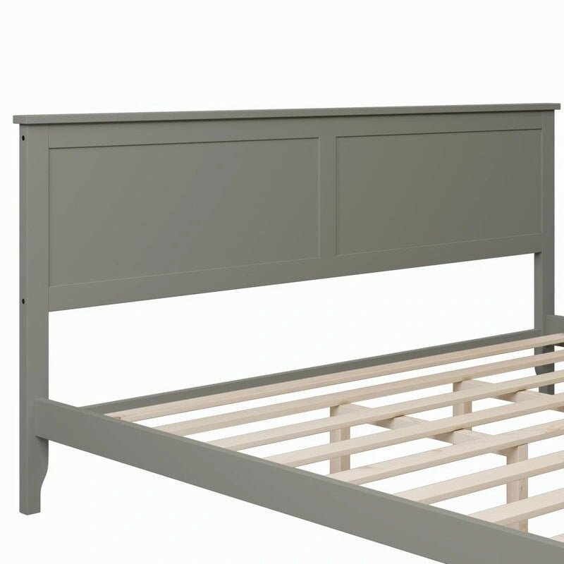 Modern King Bed Frame with Headboard and Footboard, King Size Platform Bed with Wood Slats Support