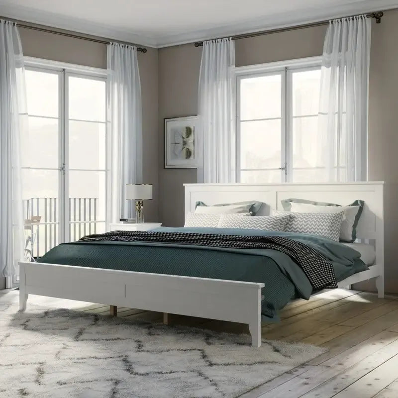 Modern King Bed Frame with Headboard and Footboard, King Size Platform Bed with Wood Slats Support
