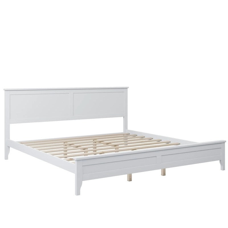 Modern King Bed Frame with Headboard and Footboard, King Size Platform Bed with Wood Slats Support