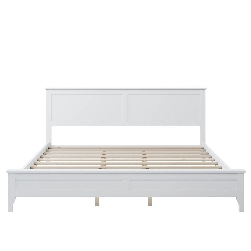 Modern King Bed Frame with Headboard and Footboard, King Size Platform Bed with Wood Slats Support