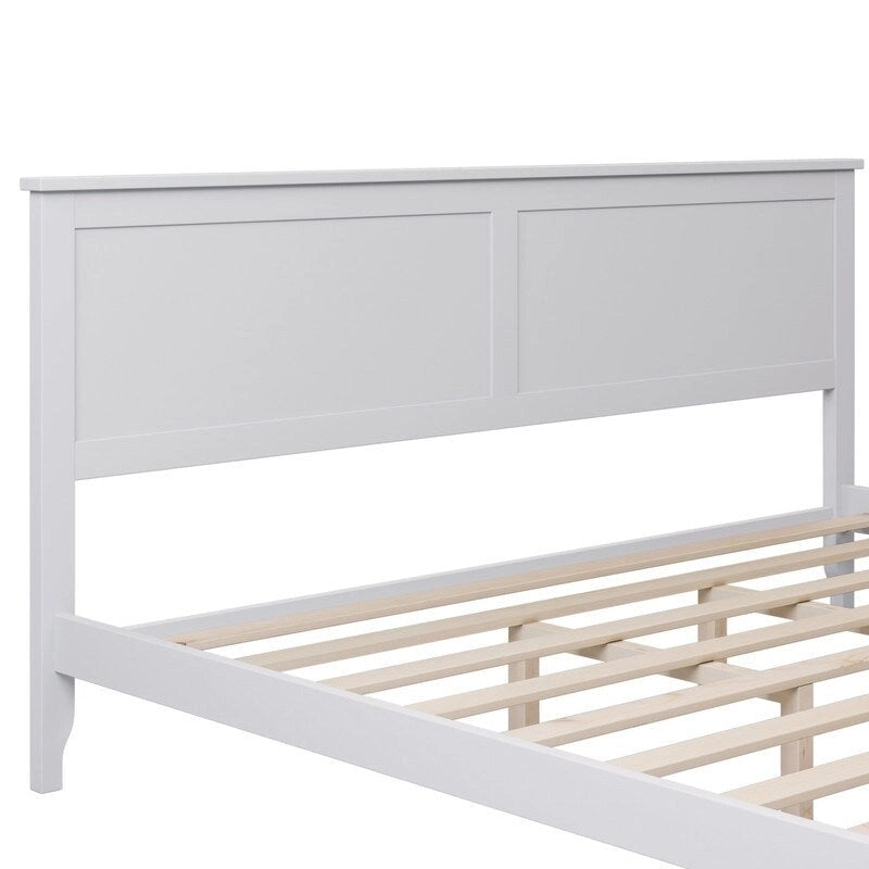 Modern King Bed Frame with Headboard and Footboard, King Size Platform Bed with Wood Slats Support