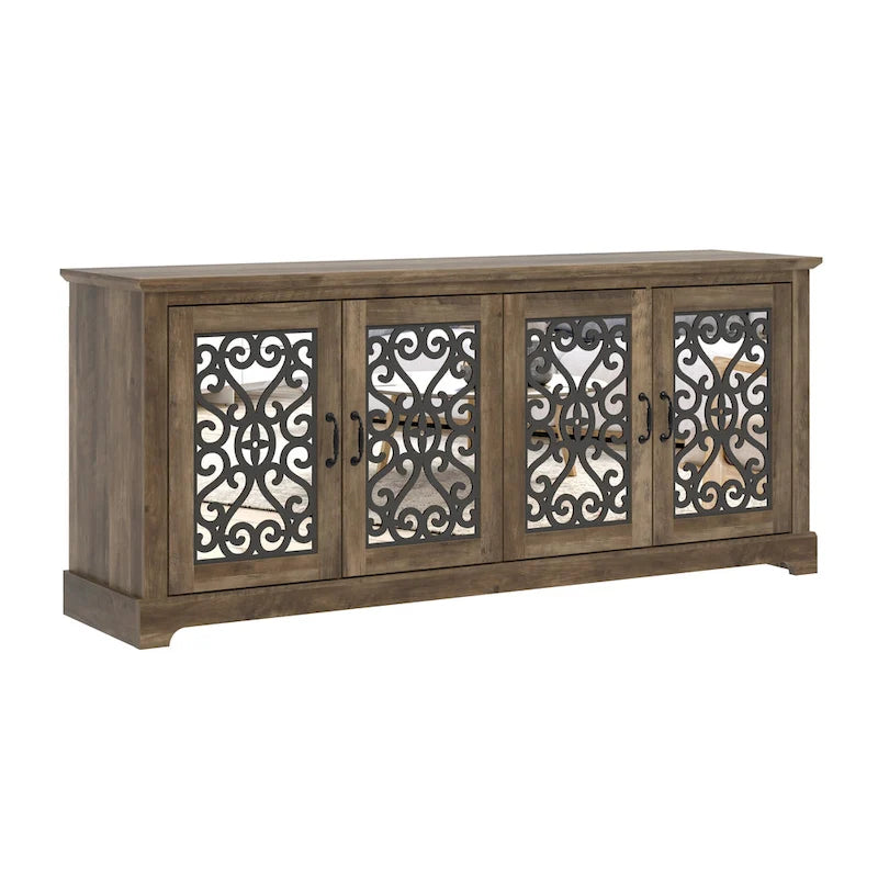 GALANO Calidia 68.2 in. Grey Stone 4-Door Wide TV Stand for TVs up to 75 in. - 68.2 L x 17.1 W x 29.3 H