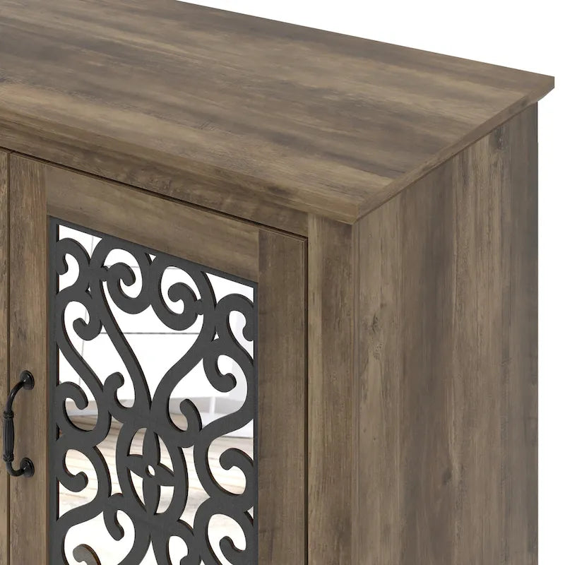 GALANO Calidia 68.2 in. Grey Stone 4-Door Wide TV Stand for TVs up to 75 in. - 68.2 L x 17.1 W x 29.3 H