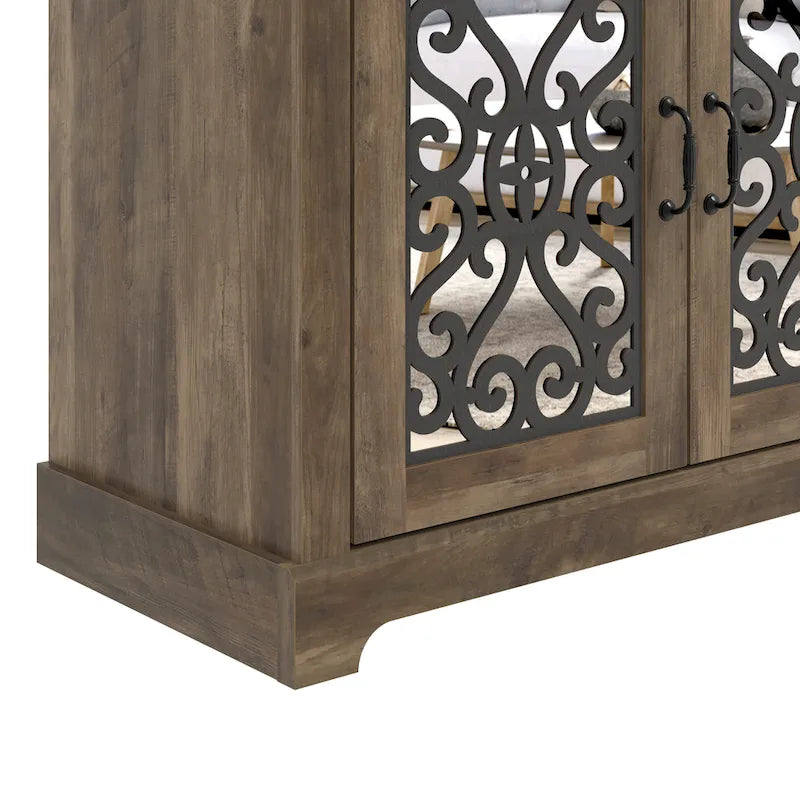 GALANO Calidia 68.2 in. Grey Stone 4-Door Wide TV Stand for TVs up to 75 in. - 68.2 L x 17.1 W x 29.3 H