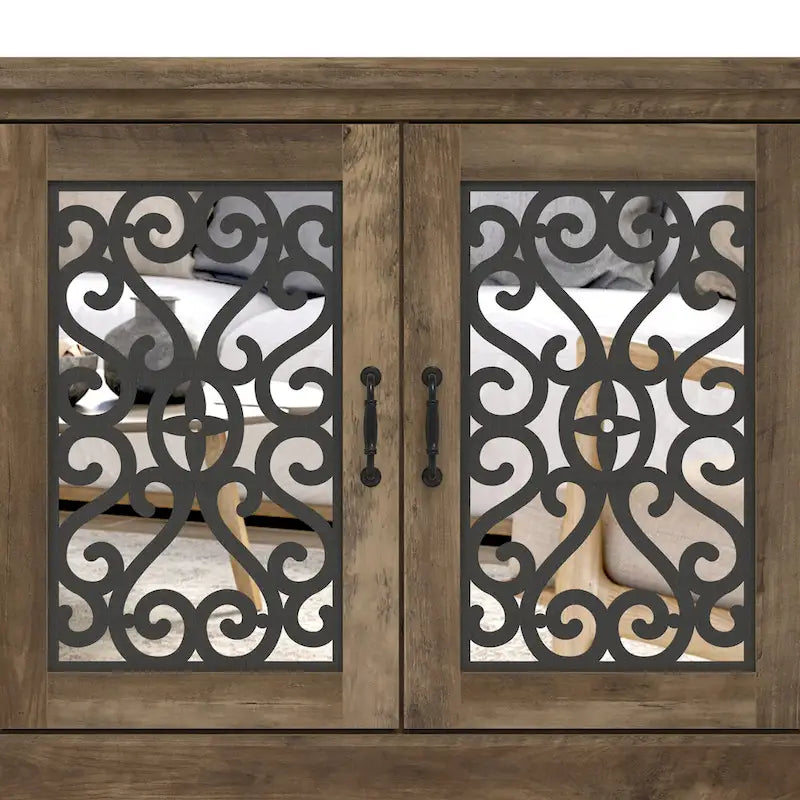 GALANO Calidia 68.2 in. Grey Stone 4-Door Wide TV Stand for TVs up to 75 in. - 68.2 L x 17.1 W x 29.3 H