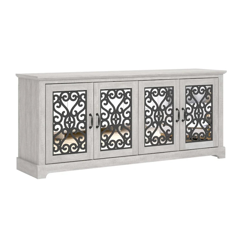 GALANO Calidia 68.2 in. Grey Stone 4-Door Wide TV Stand for TVs up to 75 in. - 68.2 L x 17.1 W x 29.3 H