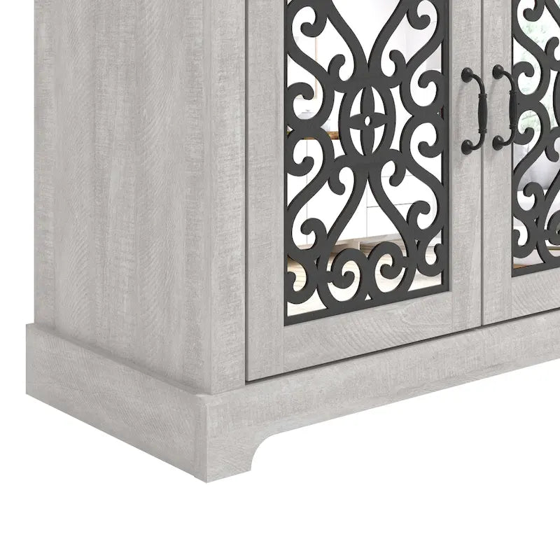 GALANO Calidia 68.2 in. Grey Stone 4-Door Wide TV Stand for TVs up to 75 in. - 68.2 L x 17.1 W x 29.3 H