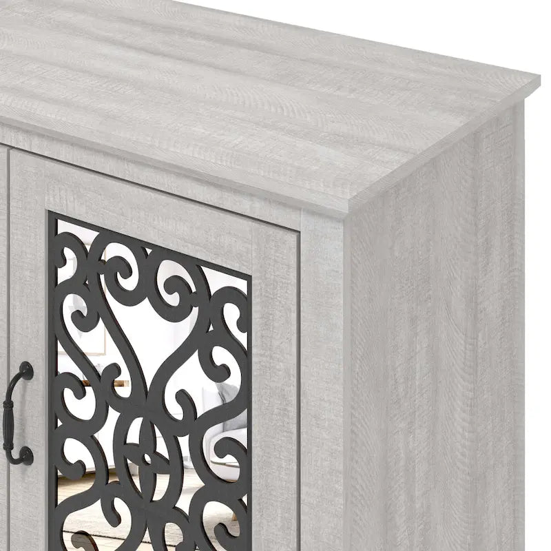 GALANO Calidia 68.2 in. Grey Stone 4-Door Wide TV Stand for TVs up to 75 in. - 68.2 L x 17.1 W x 29.3 H