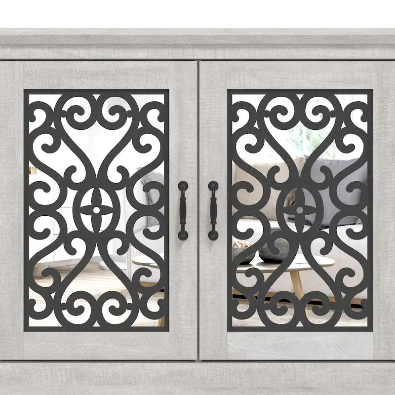 GALANO Calidia 68.2 in. Grey Stone 4-Door Wide TV Stand for TVs up to 75 in. - 68.2 L x 17.1 W x 29.3 H