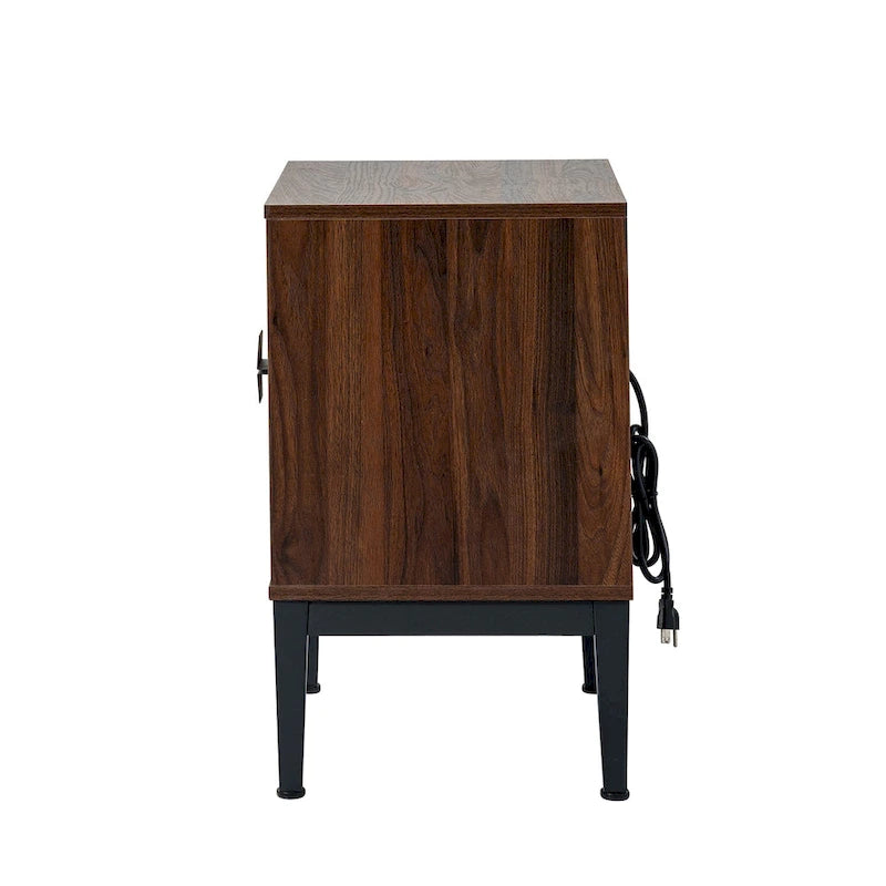 Apakah Modern 25 Tall 2-Drawer Nightstand with Charging Station and Adjustable Legs Set of 2 by HULALA HOME