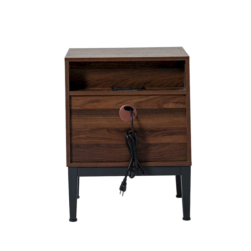 Apakah Modern 25 Tall 2-Drawer Nightstand with Charging Station and Adjustable Legs Set of 2 by HULALA HOME