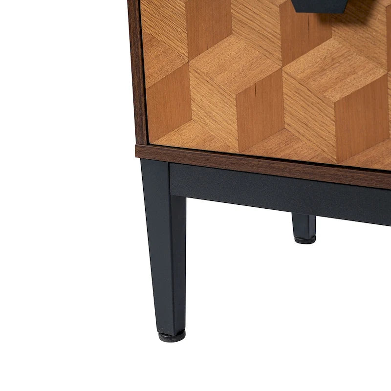 Apakah Modern 25 Tall 2-Drawer Nightstand with Charging Station and Adjustable Legs Set of 2 by HULALA HOME