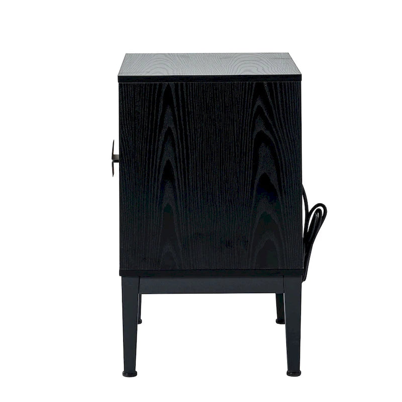 Apakah Modern 25 Tall 2-Drawer Nightstand with Charging Station and Adjustable Legs Set of 2 by HULALA HOME