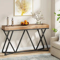55 Inch Wood Console Table, Sofa Table Entryway Table with Unique Metal Legs