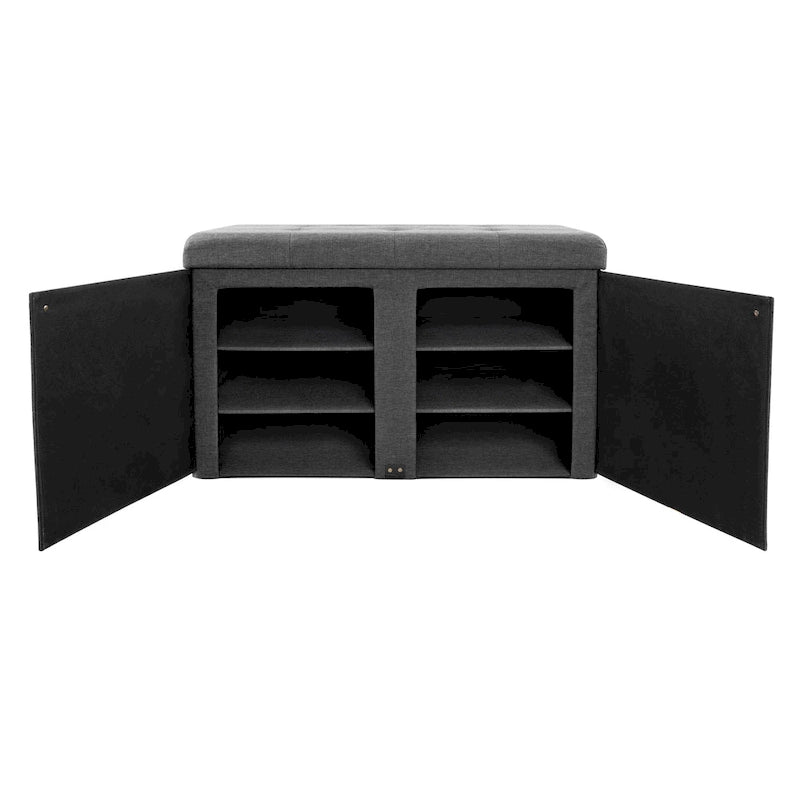 Seville Classics Cushioned Ottoman Shoe Storage Bench, Modern Gray