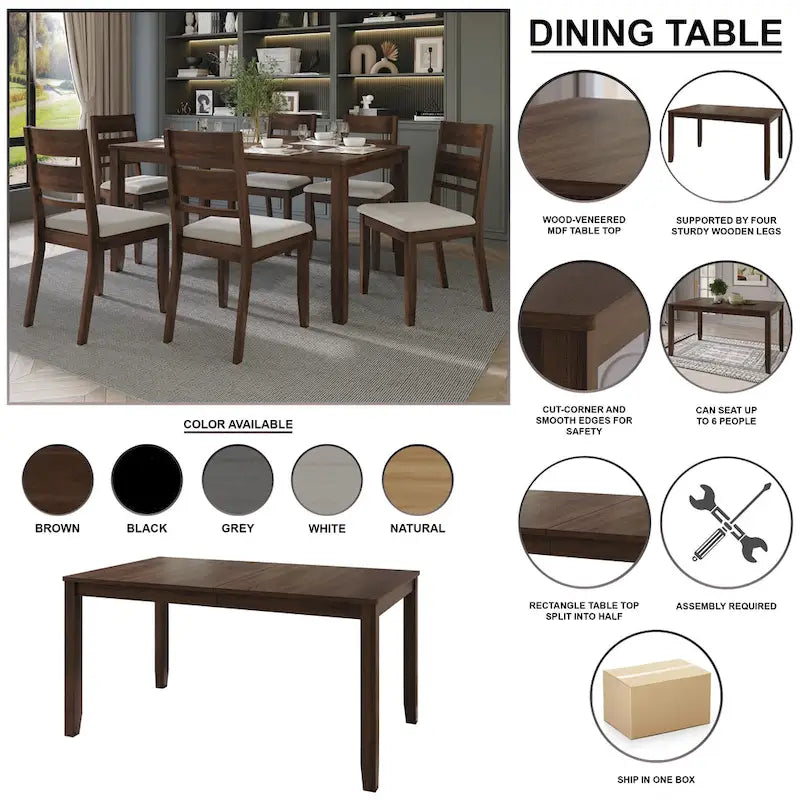 CraftPorch Classic 7-piece Wooden Dining Set