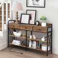 Console Table with Outlets and USB Ports, Narrow Entryway Table with 3-Drawer