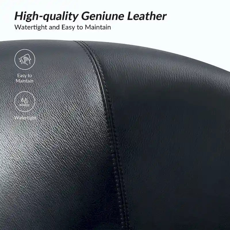 Althea Modern Genuine Leather Swivel Barrel Chair with Solid Wood Base By HULALA HOME