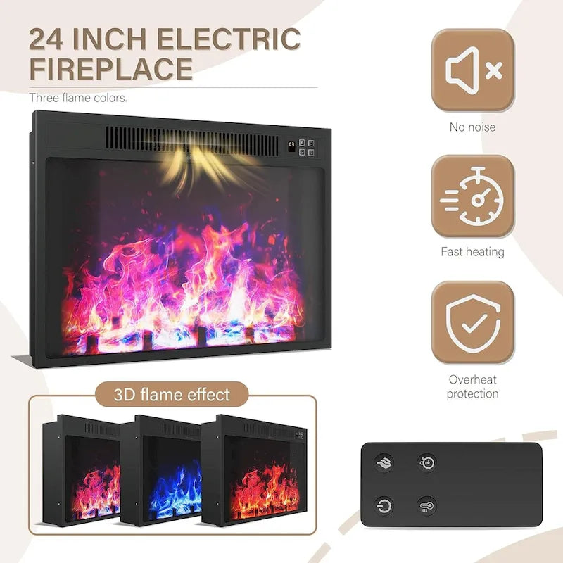 67  Farmhouse TV Stand with Large Cabinet with Sliding Barn Door & Fireplace