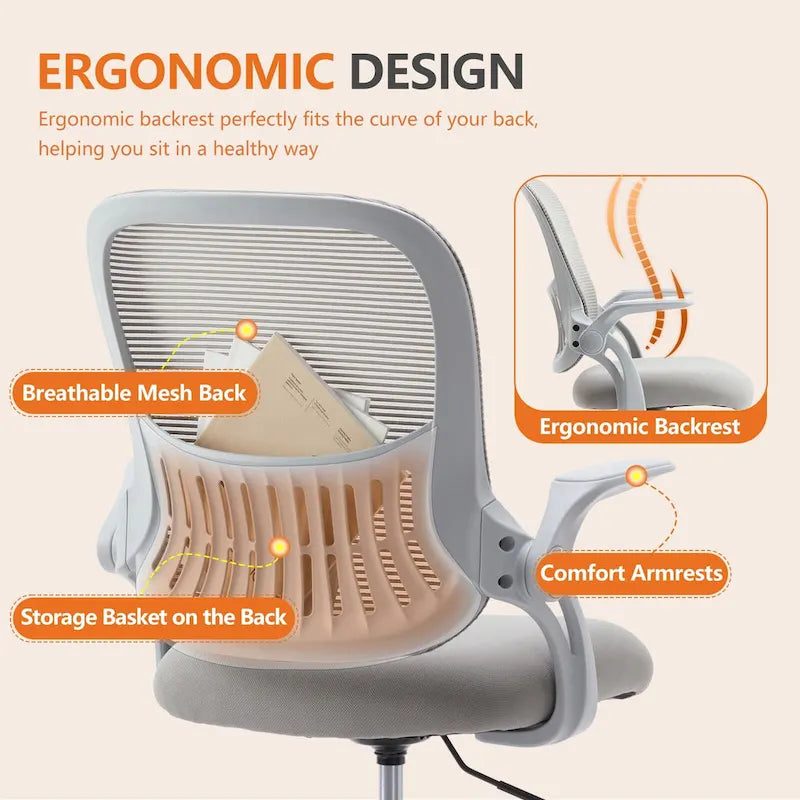 Drafting Tall Office Ergonomic High Desk Chair with Flip-up Armrests