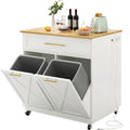 Moasis Rolling Kitchen Island Mobile Cart with Trash Can Storage Cabinet