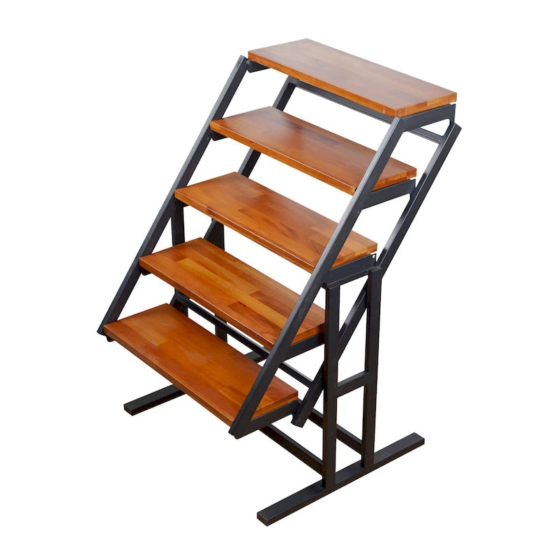 Sold Wood Transforming Table/Convertible Shelf Table for Small Spaces /Multipurpose Shelf Display Rack