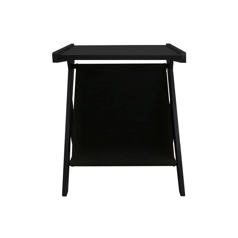 Casual Home Z-Shaped Sofa Side Table with Canvas Storage Basket