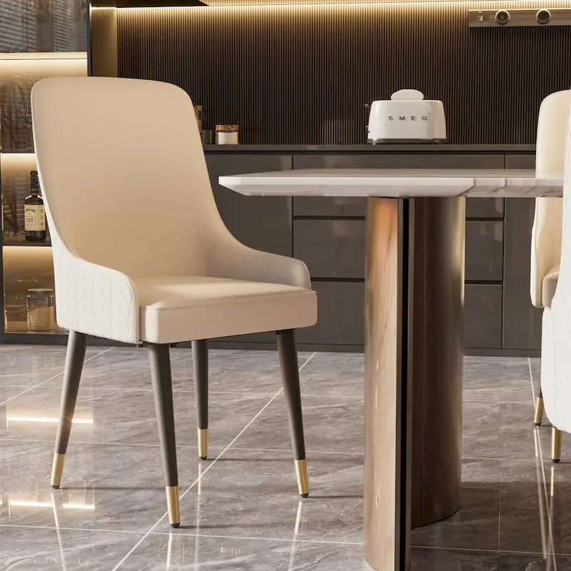 Modern PU Leather Set of 2 Dining Chairs with Metal Legs - 17 x17 x36 