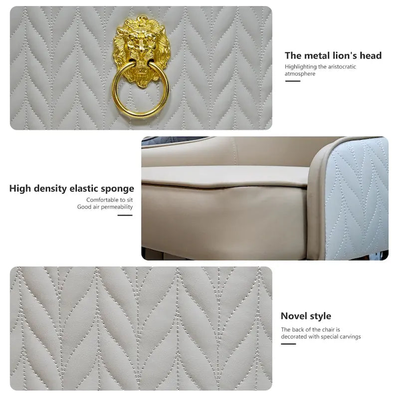 Modern PU Leather Set of 2 Dining Chairs with Metal Legs - 17 x17 x36