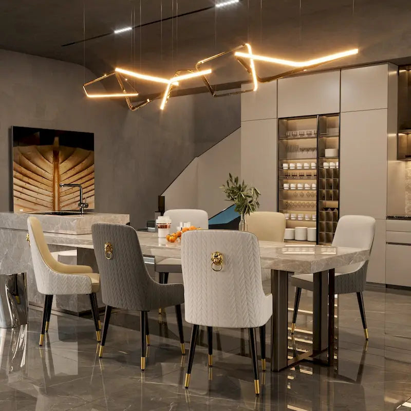 Modern PU Leather Set of 2 Dining Chairs with Metal Legs - 17 x17 x36