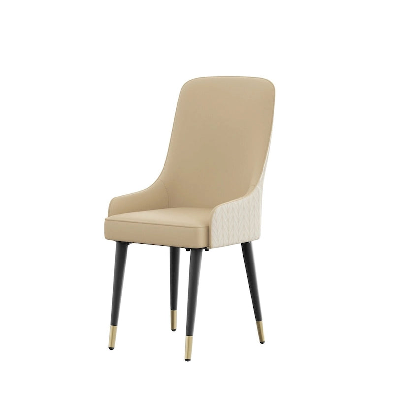 Modern PU Leather Set of 2 Dining Chairs with Metal Legs - 17 x17 x36