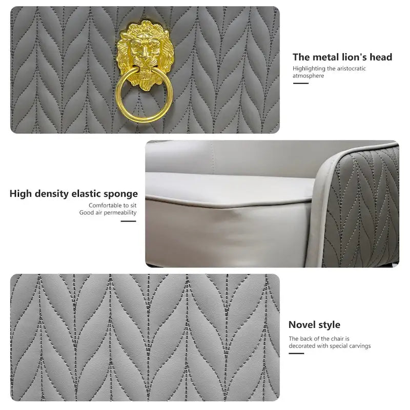 Modern PU Leather Set of 2 Dining Chairs with Metal Legs - 17 x17 x36